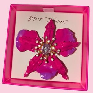 BETSEY JOHNSON Vibrant Pink & Purple Ombré Delicate Rare Orchid Ring NEW NWT